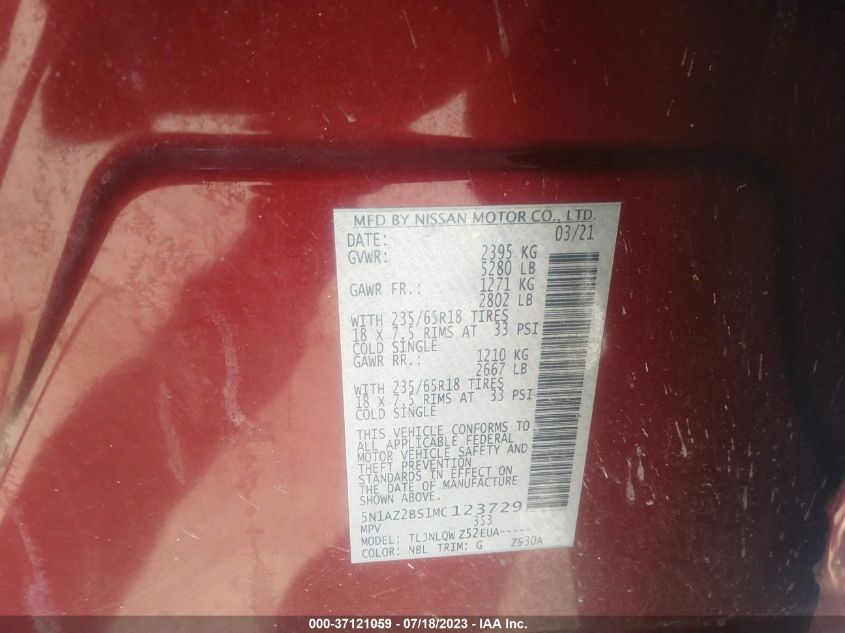 2021 NISSAN MURANO SV - 5N1AZ2BS1MC123729