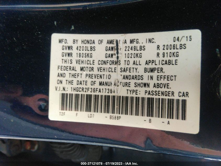 2015 HONDA ACCORD SEDAN LX - 1HGCR2F36FA173641