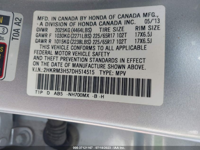 2013 HONDA CR-V EX - 2HKRM3H57DH514515