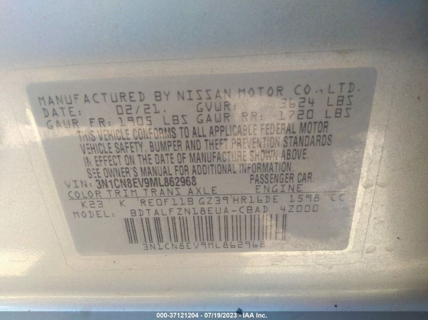 2021 NISSAN VERSA SV - 3N1CN8EV9ML862968