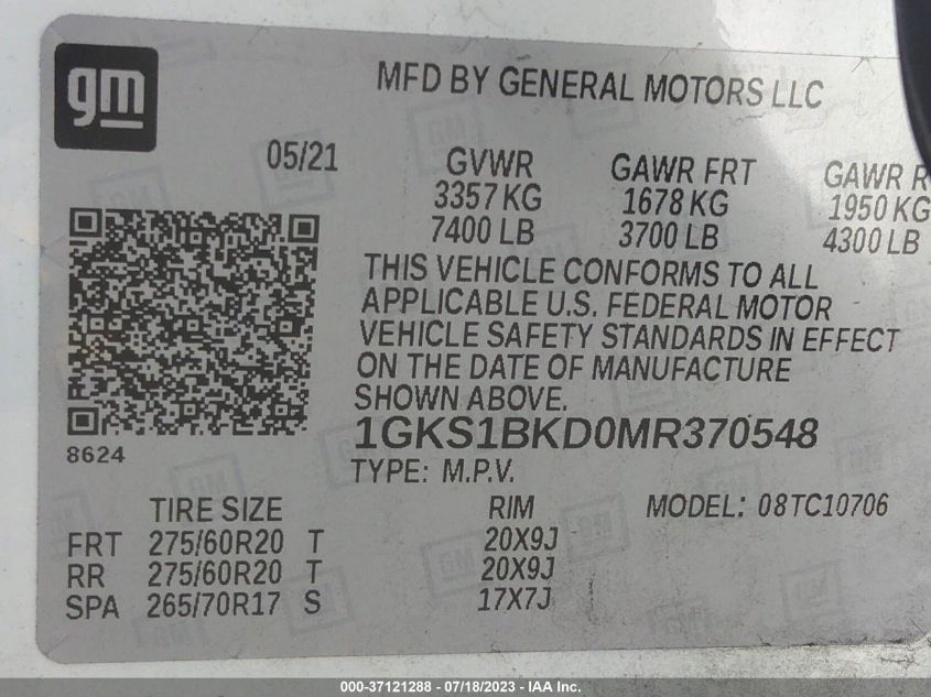 2021 GMC YUKON SLT - 1GKS1BKD0MR370548