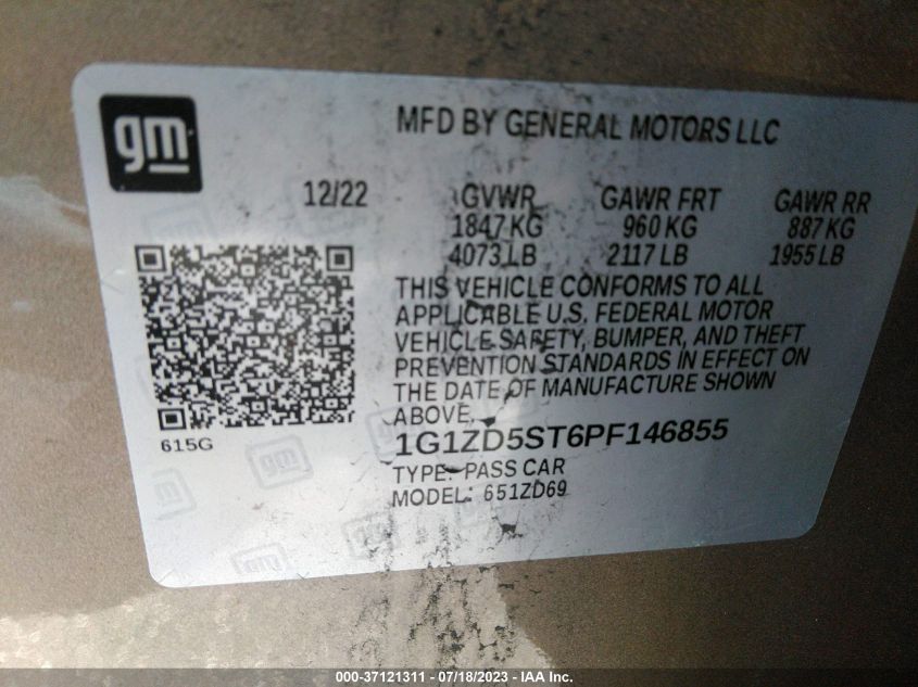 2023 CHEVROLET MALIBU LT - 1G1ZD5ST6PF146855