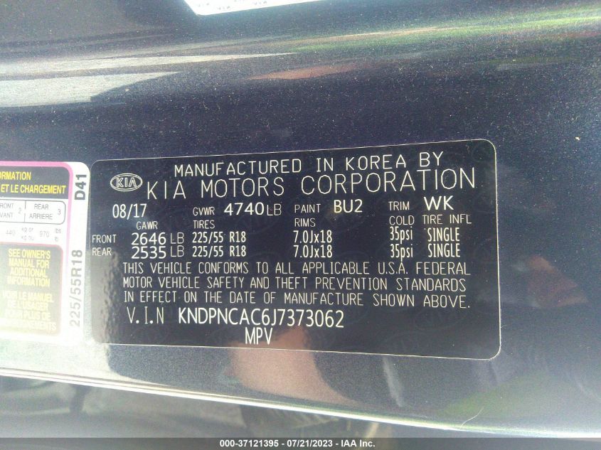 2018 KIA SPORTAGE EX - KNDPNCAC6J7373062