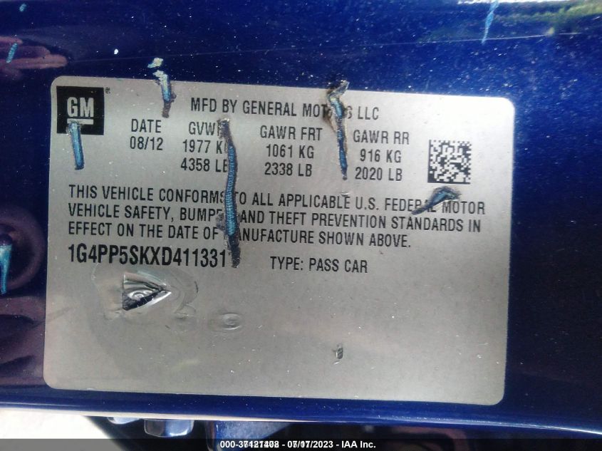 2013 BUICK VERANO - 1G4PP5SKXD4113311