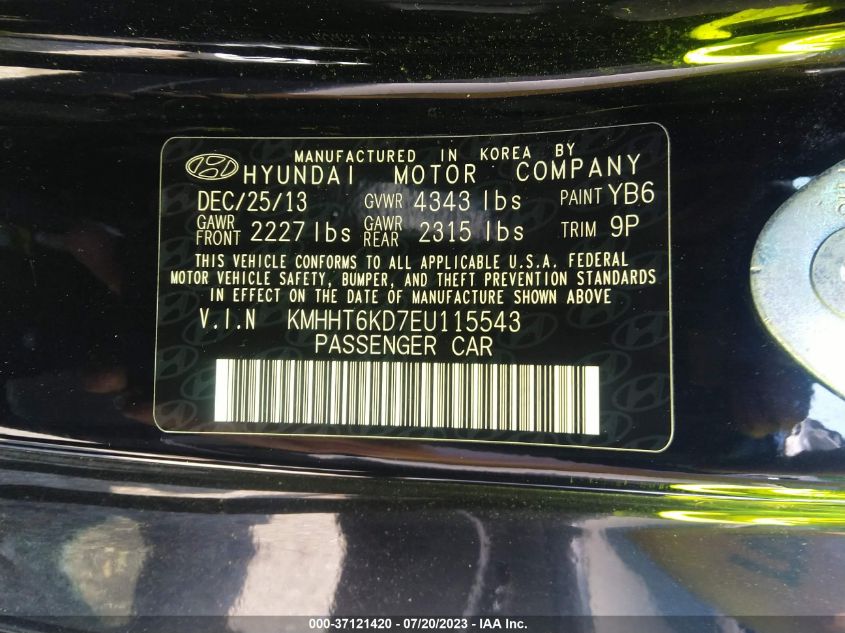 2014 HYUNDAI GENESIS COUPE 2.0T PREMIUM KMHHT6KD7EU115543