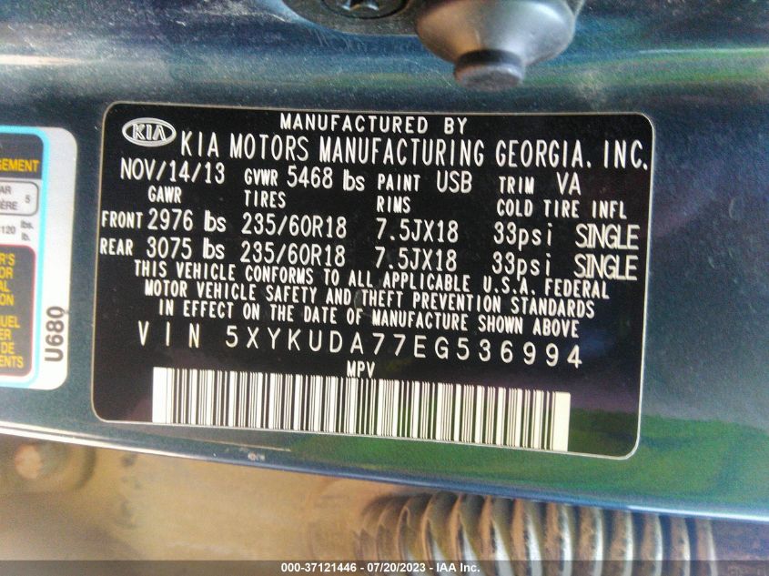 2014 KIA SORENTO EX - 5XYKUDA77EG536994