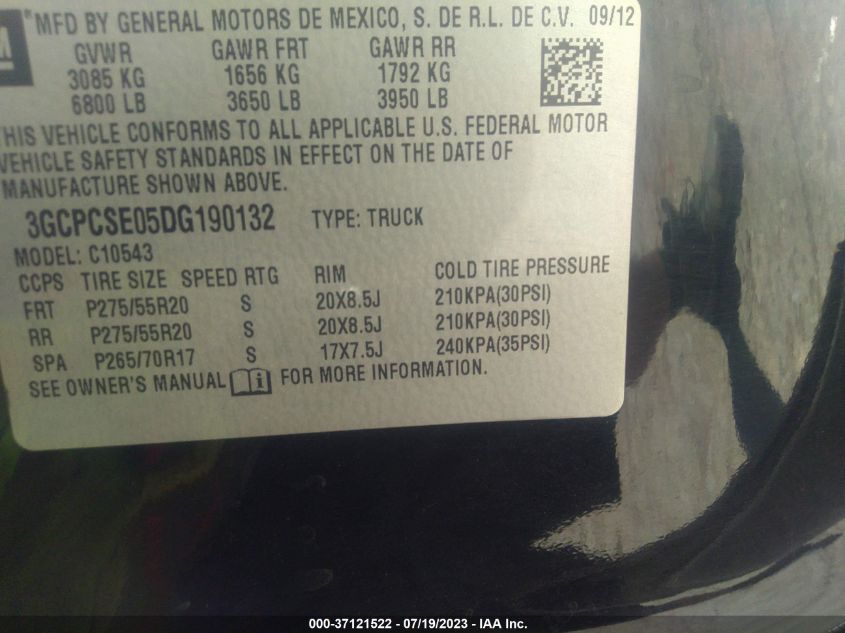 2013 CHEVROLET SILVERADO 1500 LT - 3GCPCSE05DG190132