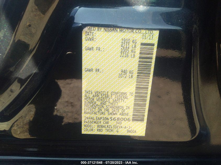 2013 NISSAN ALTIMA 2.5 S - 1N4AL3AP1DN568006