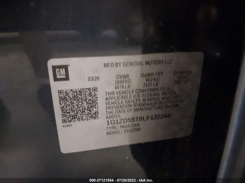 2020 CHEVROLET MALIBU LT - 1G1ZD5ST0LF122268