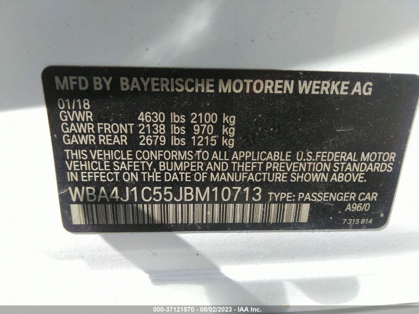 2018 BMW 4 SERIES 430I - WBA4J1C55JBM10713