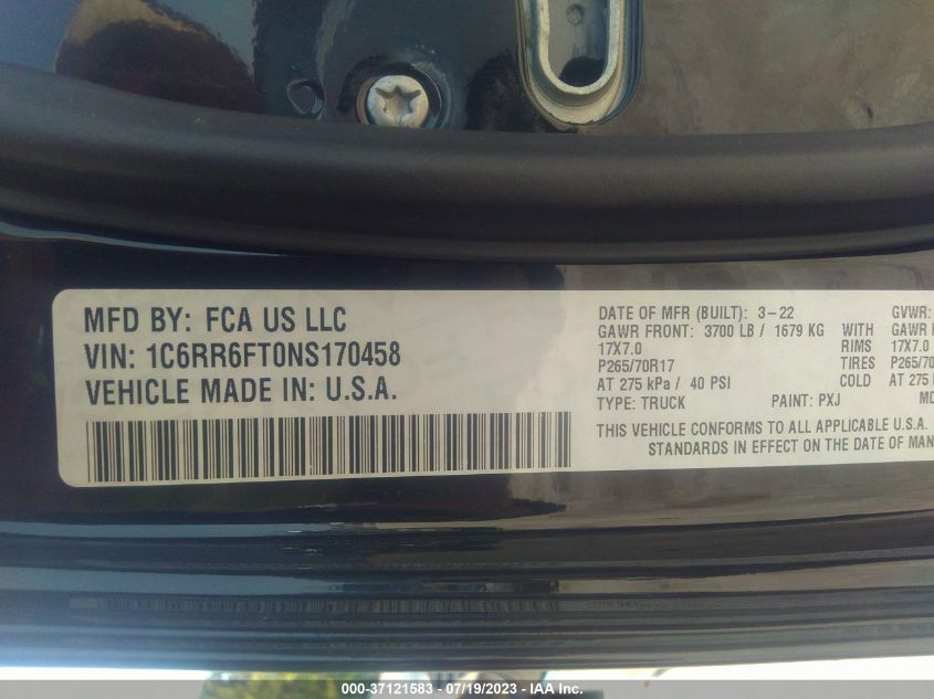 2022 RAM 1500 CLASSIC TRADESMAN - 1C6RR6FT0NS170458