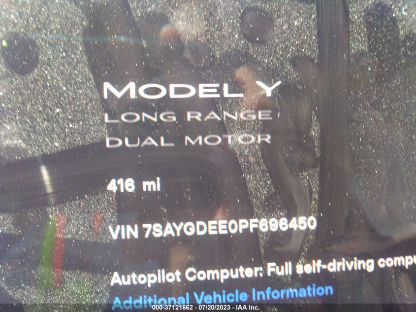 2023 TESLA MODEL Y LONG RANGE - 7SAYGDEE0PF696450