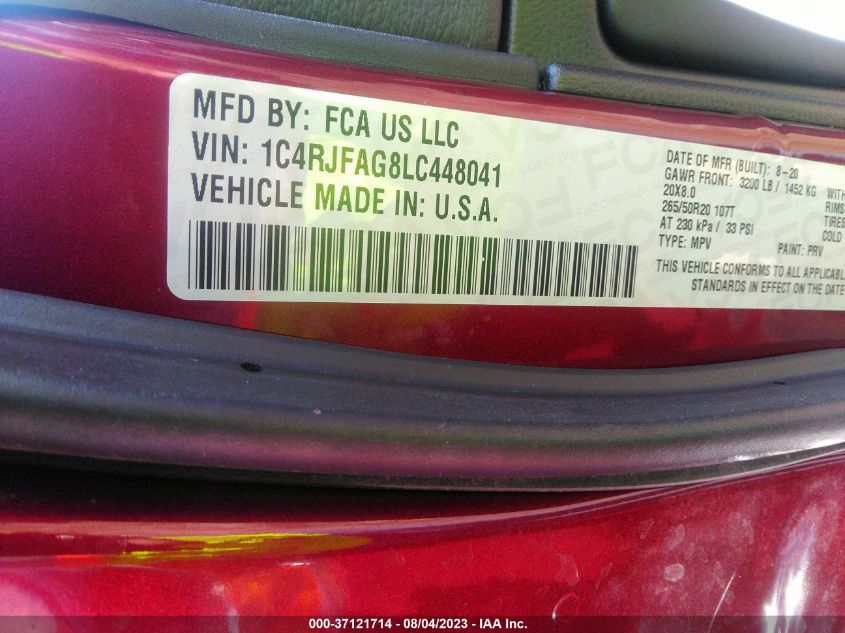 2020 JEEP GRAND CHEROKEE ALTITUDE - 1C4RJFAG8LC448041