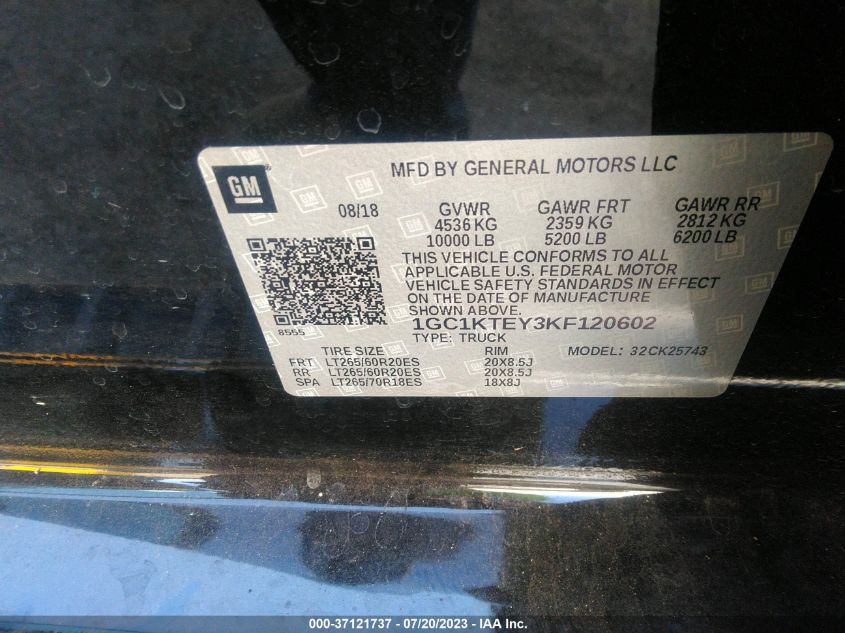 2019 CHEVROLET SILVERADO 2500HD LTZ - 1GC1KTEY3KF120602