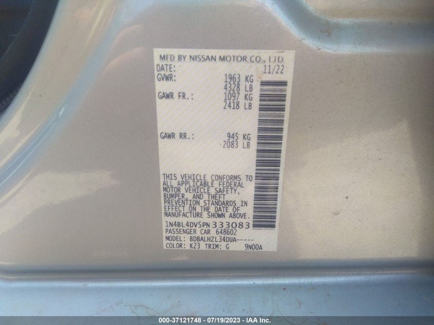 2023 NISSAN ALTIMA SV - 1N4BL4DV5PN333083
