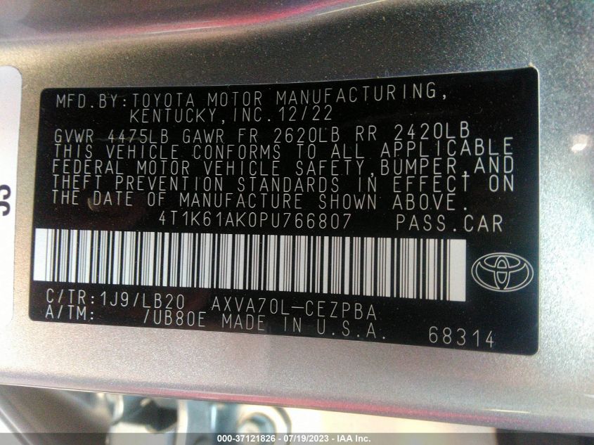 2023 TOYOTA CAMRY XSE - 4T1K61AK0PU766807