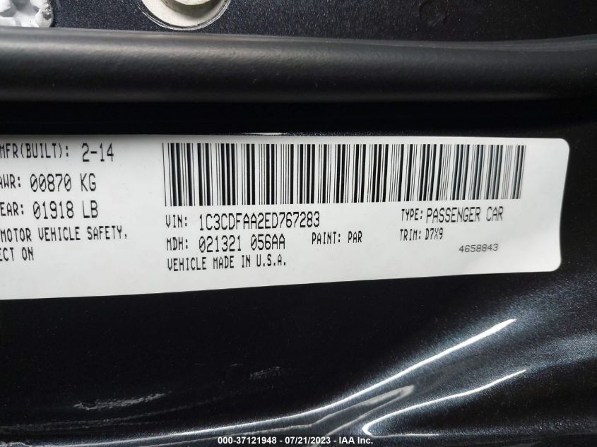 2014 DODGE DART SE - 1C3CDFAA2ED767283