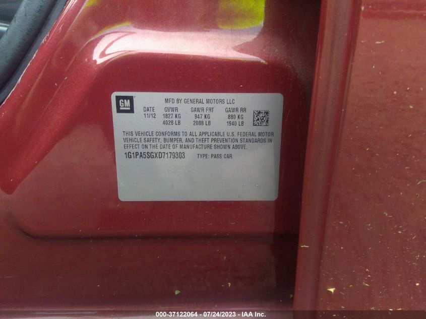 2013 CHEVROLET CRUZE LS - 1G1PA5SGXD7179303