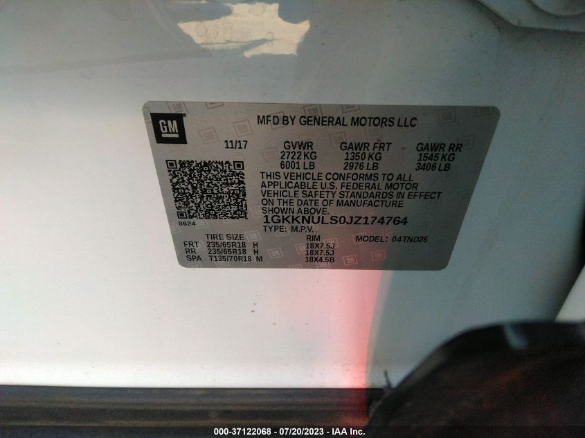 2018 GMC ACADIA SLT - 1GKKNULS0JZ174764