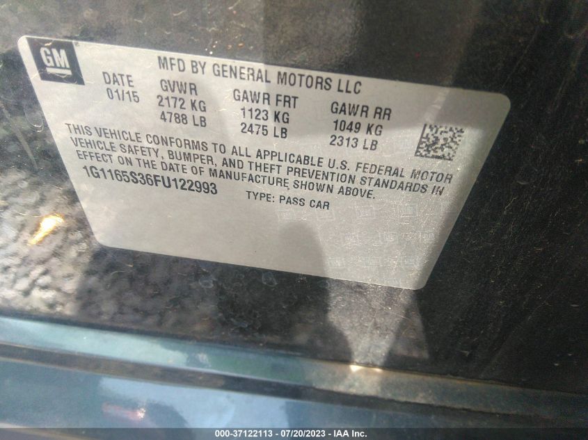 2015 CHEVROLET IMPALA LTZ - 1G1165S36FU122993