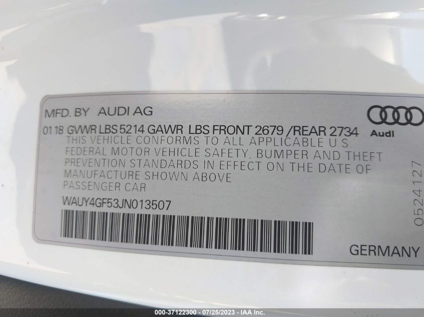 2018 AUDI S5 CABRIOLET PREMIUM PLUS - WAUY4GF53JN013507