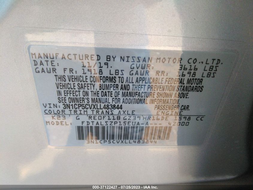 2020 NISSAN KICKS SV - 3N1CP5CV6LL550293