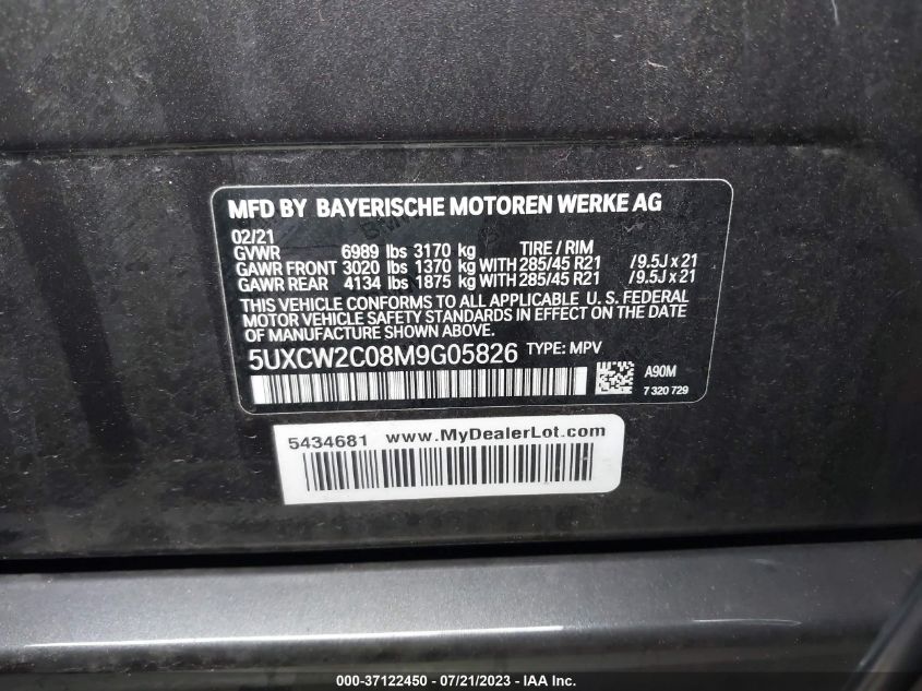 2021 BMW X7 XDRIVE40I - 5UXCW2C08M9G05826