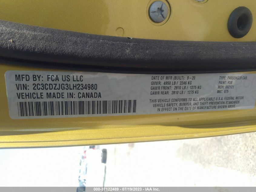 2020 DODGE CHALLENGER GT 50TH ANN. - 2C3CDZJG3LH234980