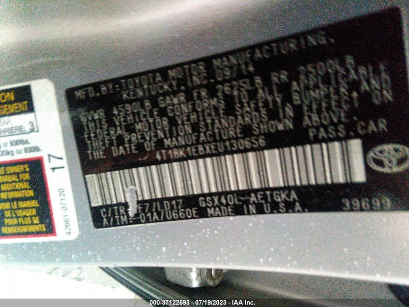 2014 TOYOTA AVALON LIMITED - 4T1BK1EBXEU130656