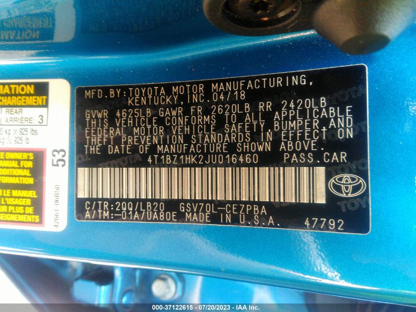 2018 TOYOTA CAMRY XSE V6 - 4T1BZ1HK2JU016460