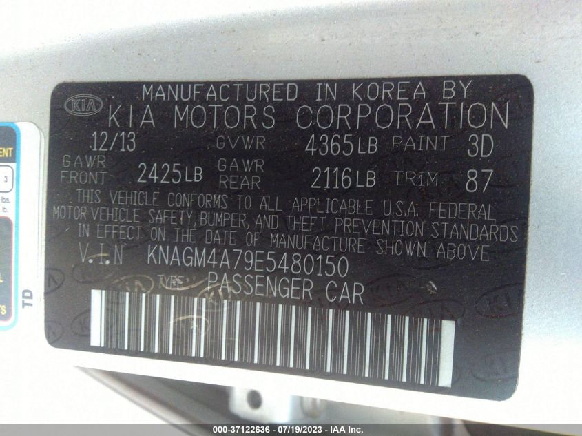2014 KIA OPTIMA LX - KNAGM4A79E5480150