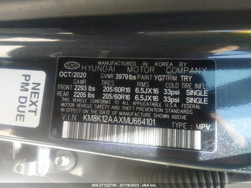 2021 HYUNDAI KONA SE - KM8K12AAXMU664101