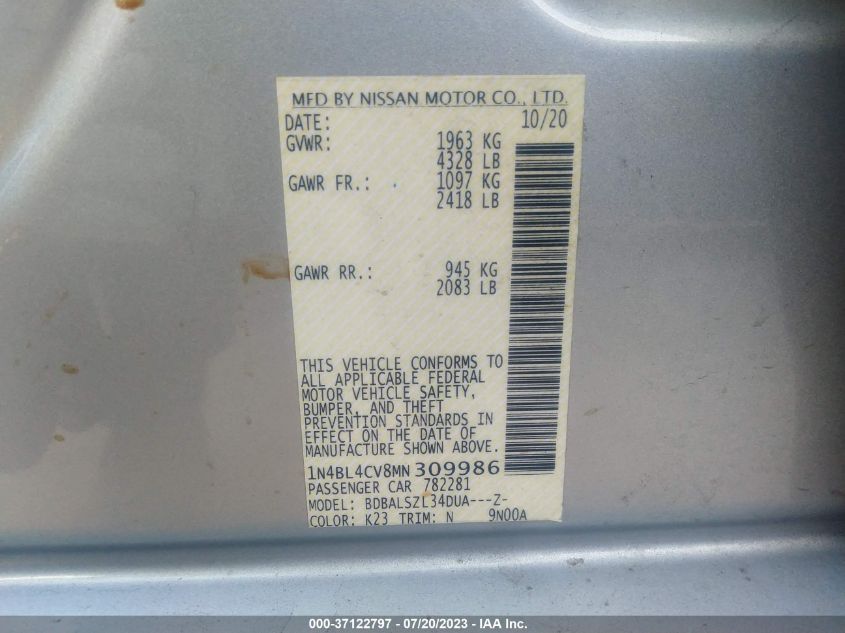 2021 NISSAN ALTIMA 2.5 SR - 1N4BL4CV8MN309986
