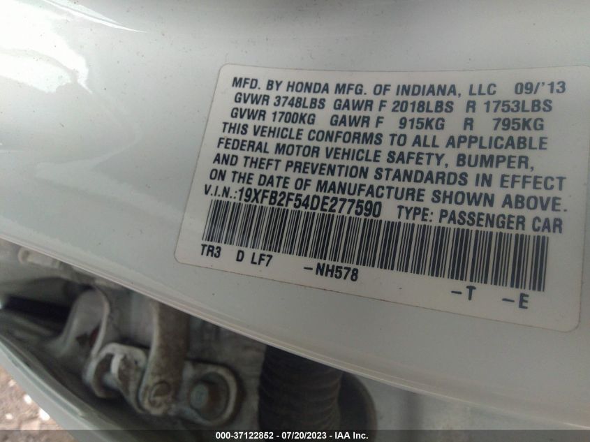 2013 HONDA CIVIC SDN LX - 19XFB2F54DE277590