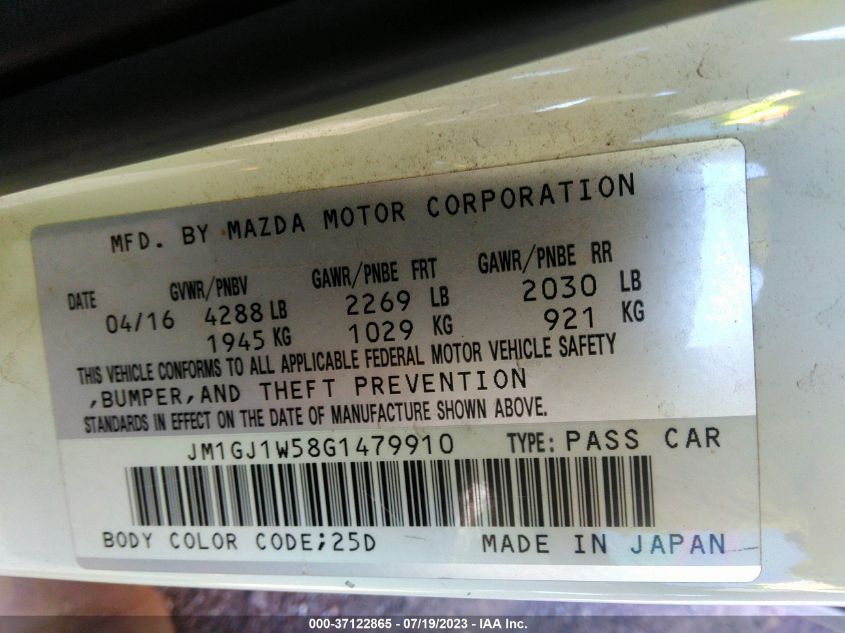 2016 MAZDA MAZDA6 I GRAND TOURING - JM1GJ1W58G1479910