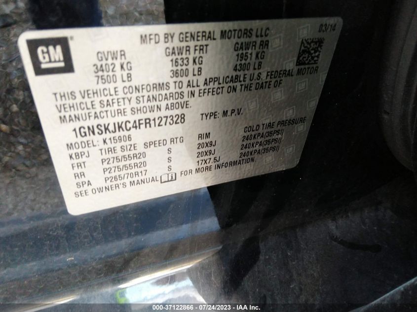 2015 CHEVROLET SUBURBAN LT - 1GNSKJKC4FR127328