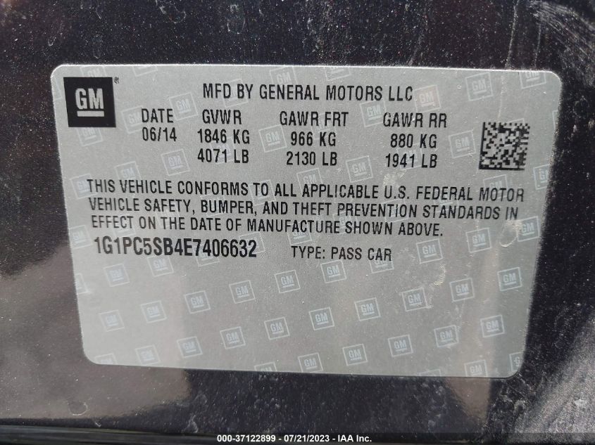 2014 CHEVROLET CRUZE 1LT - 1G1PC5SB4E7406632