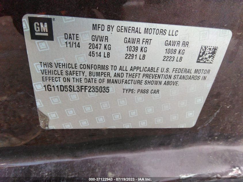 2015 CHEVROLET MALIBU 2LT - 1G11D5SL3FF235035