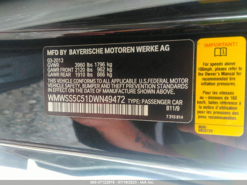 2013 MINI PACEMAN COOPER S WMWSS5C51DWN49472