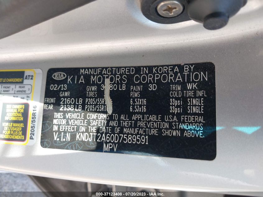2013 KIA SOUL + - KNDJT2A60D7589591