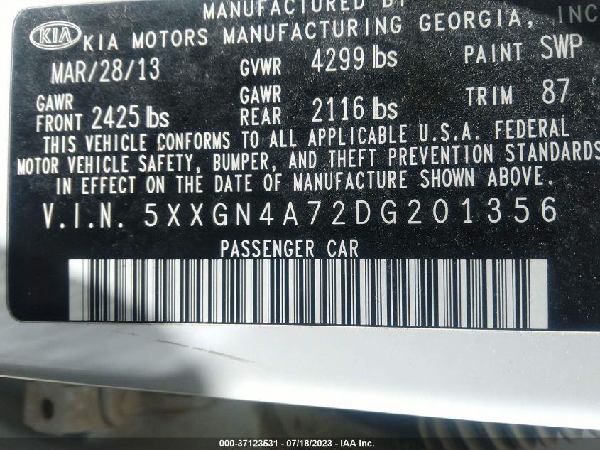 2013 KIA OPTIMA EX - 5XXGN4A72DG201356