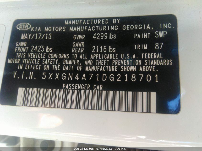 2013 KIA OPTIMA EX - 5XXGN4A71DG218701