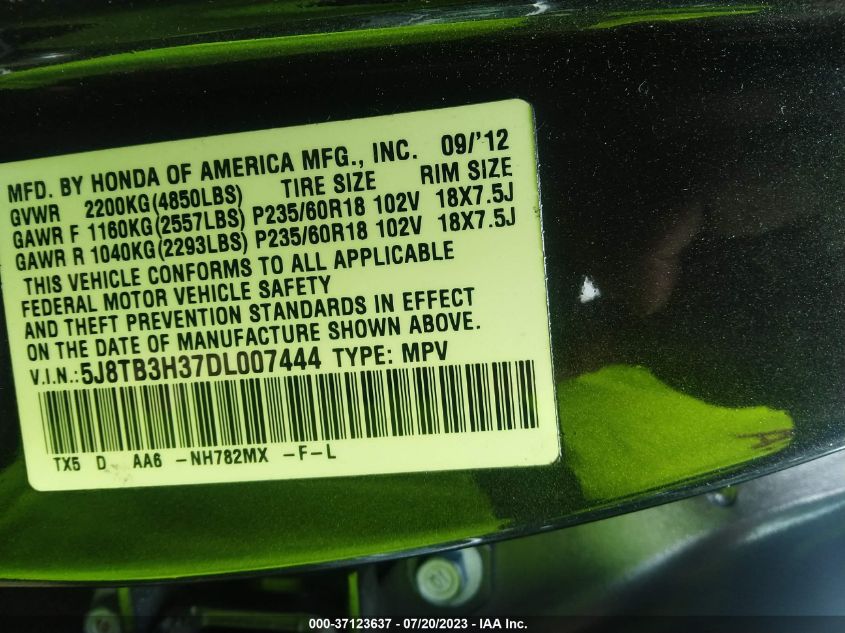 2013 ACURA RDX - 5J8TB3H37DL007444