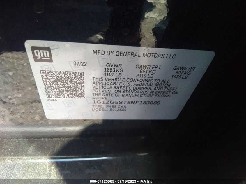 2022 CHEVROLET MALIBU RS - 1G1ZG5ST5NF183089