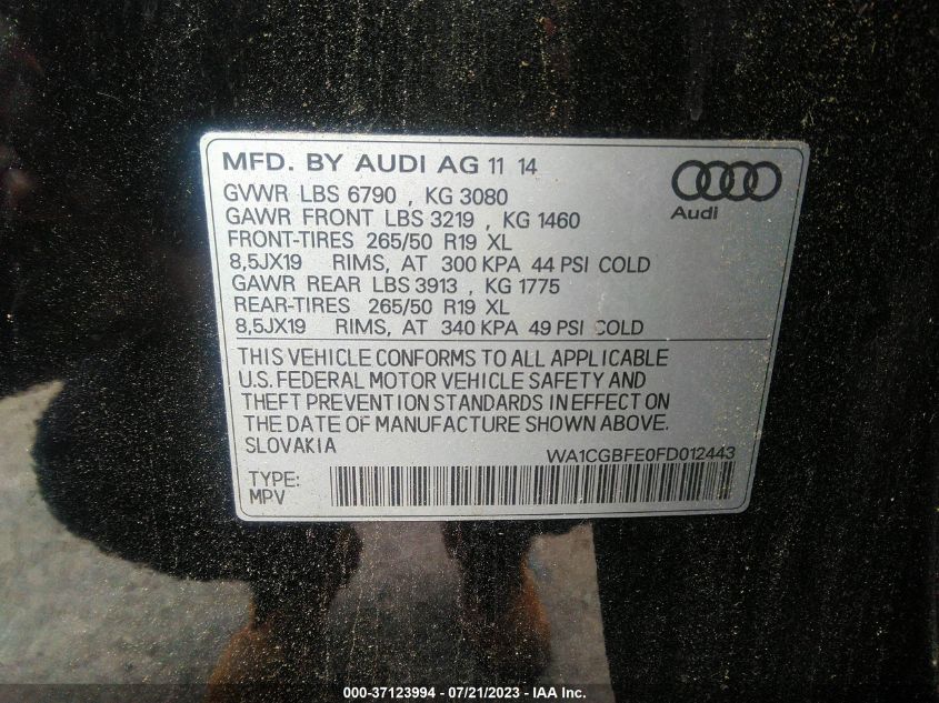 2015 AUDI Q7 3.0T PREMIUM - WA1CGBFE0FD012443