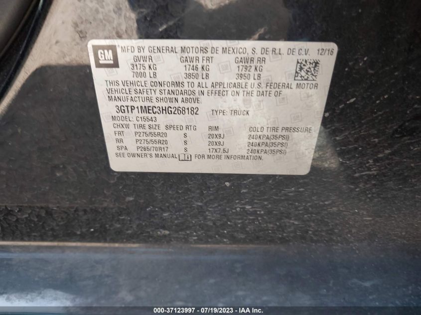 2017 GMC SIERRA 1500 SLE - 3GTP1MEC3HG268182