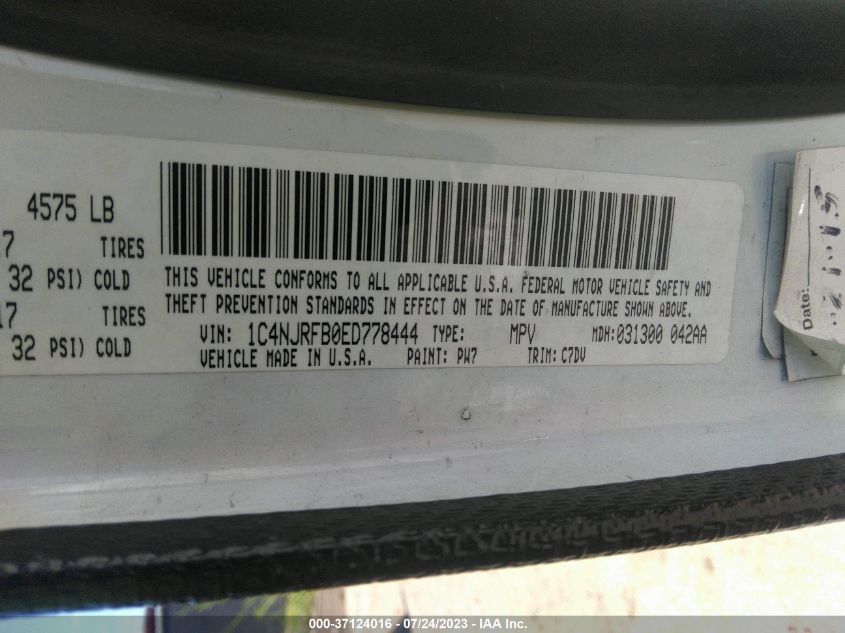 2014 JEEP PATRIOT LATITUDE - 1C4NJRFB0ED778444