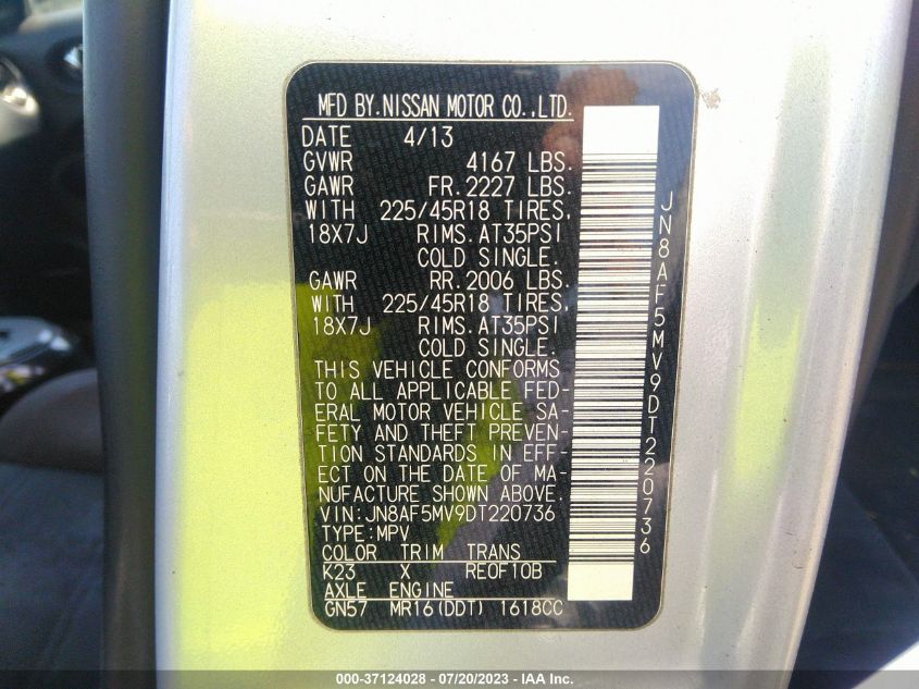 2013 NISSAN JUKE NISMO - JN8AF5MV9DT220736