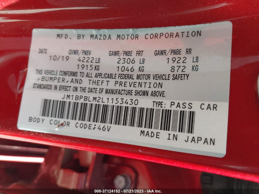 2020 MAZDA MAZDA3 HATCHBACK JM1BPBLM2L1153430