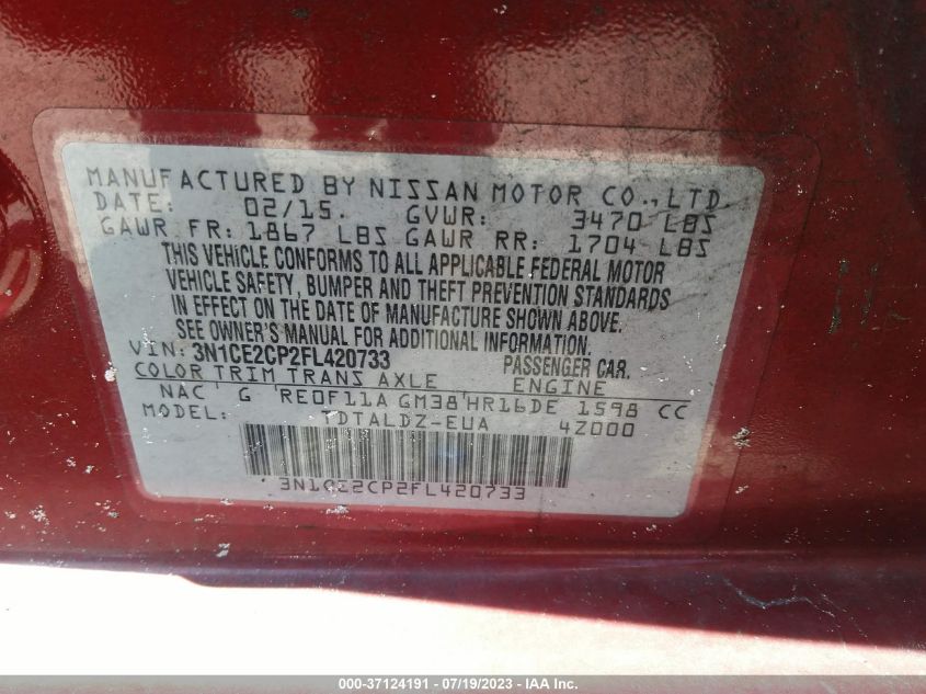 2015 NISSAN VERSA NOTE S/S PLUS/SV/SR/SL - 3N1CE2CP2FL420733